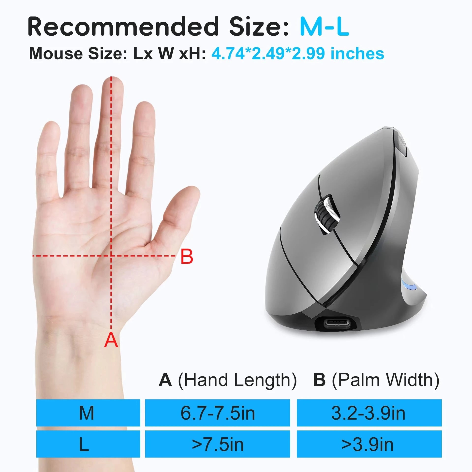 Ratón ergonómico Vertical para juegos, Kit de ratón inalámbrico recargable para jugadores, ratón óptico 2,4G, ordenador, PC, portátil, escritorio, USB