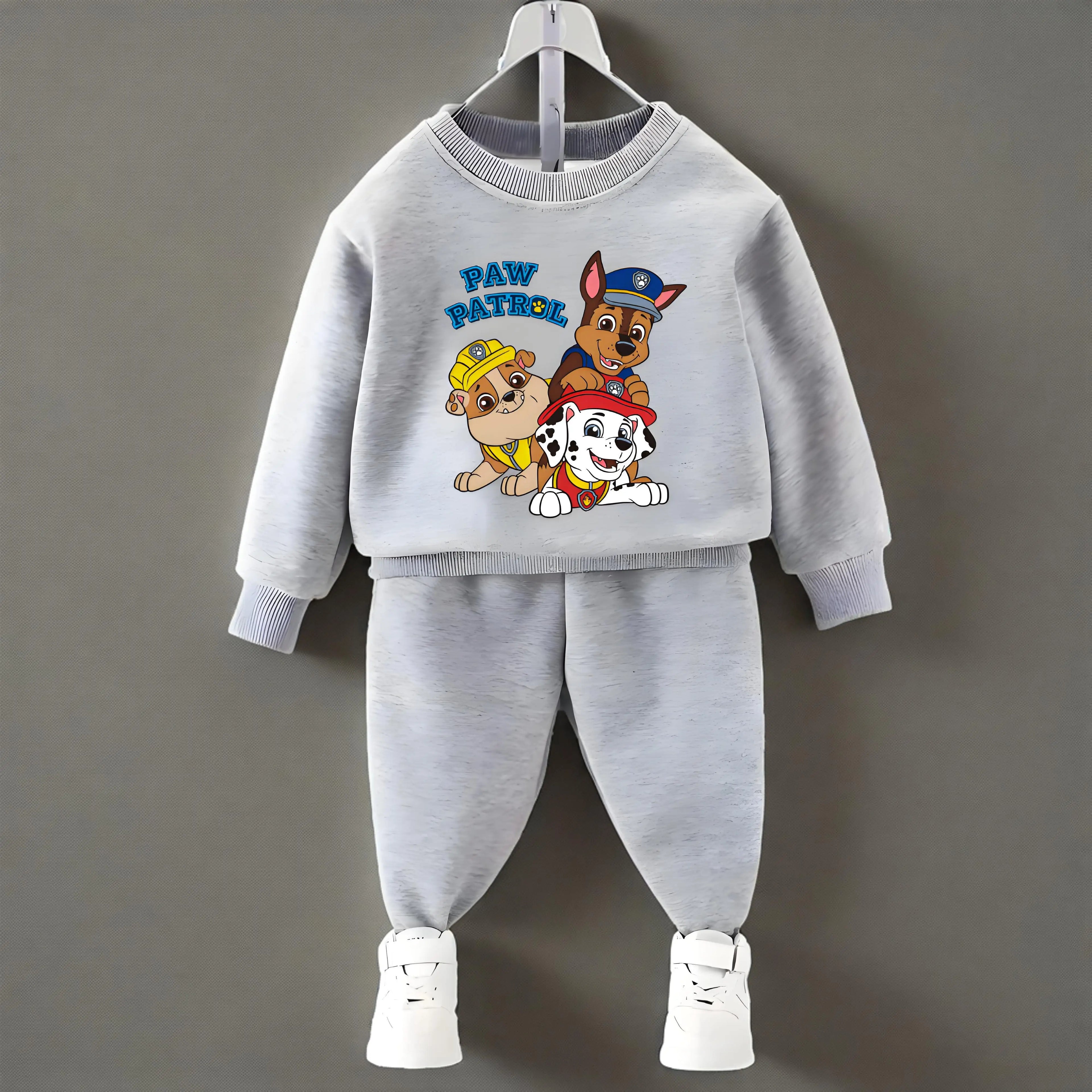 PAW Patrol primavera otoño niños jersey con cuello redondo y pantalón de chándal conjunto de dos piezas sudaderas con capucha casuales para niños conjuntos de ropa deportiva para niños traje