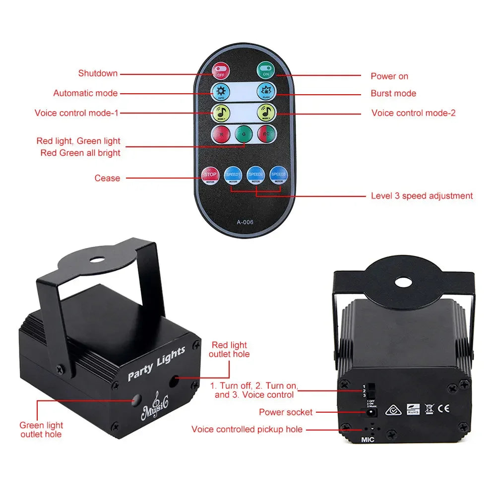 Mini Proyector Láser para Fiesta 32 Patrones
