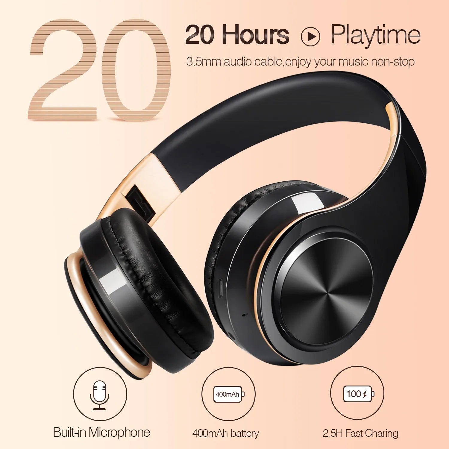 Auriculares Bluetooth 5.3 Inalámbricos con Micrófono y Radio FM