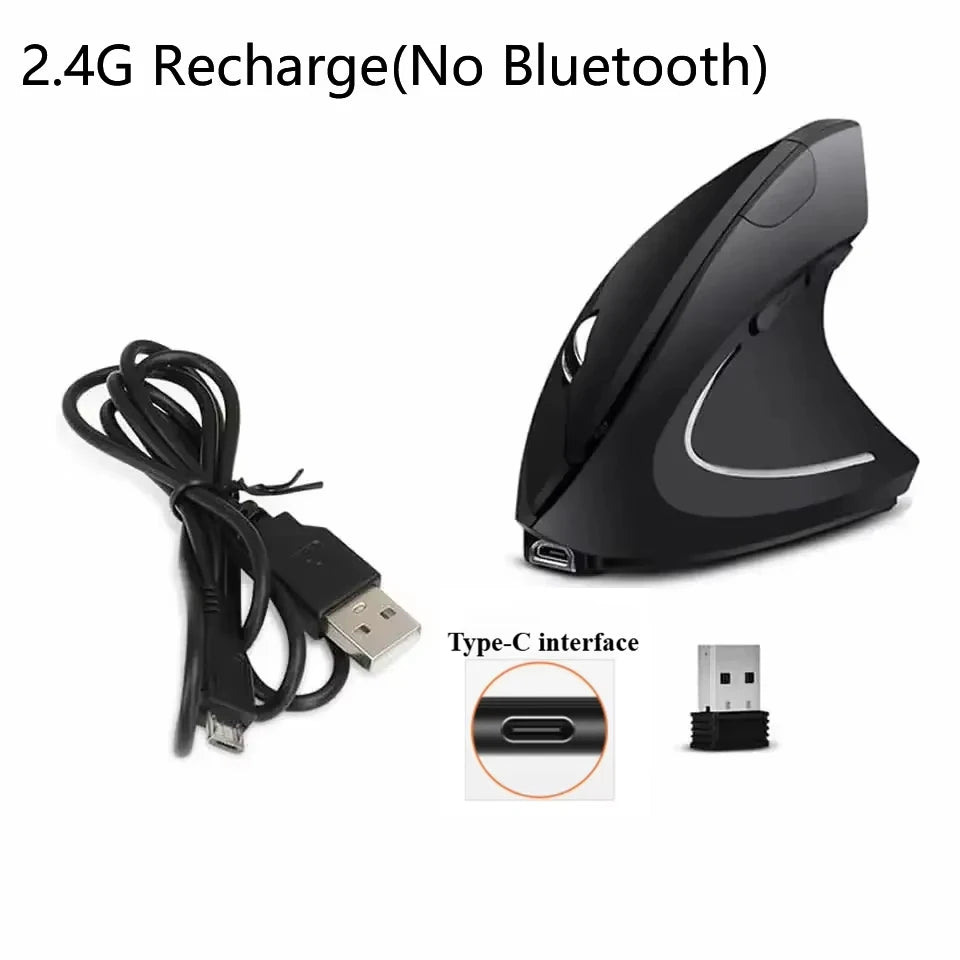 Ratón ergonómico Vertical para juegos, Kit de ratón inalámbrico recargable para jugadores, ratón óptico 2,4G, ordenador, PC, portátil, escritorio, USB
