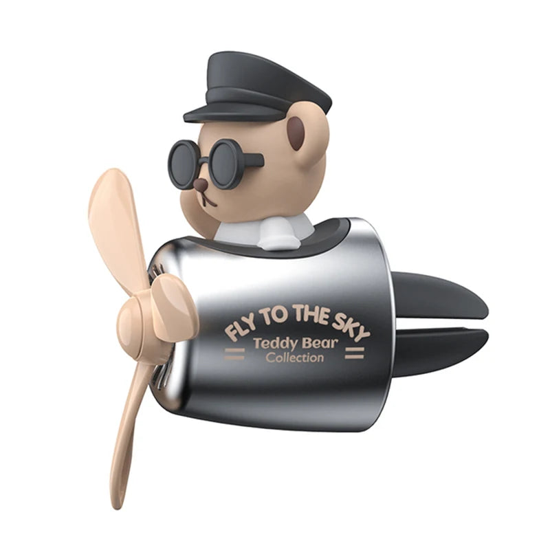 Ambientador para coche Bear Pilot Hélice giratoria Salida de aire Perfume Aroma Fragancia Diseño magnético