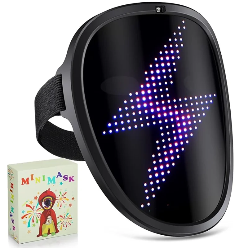 Máscara LED con niños, máscara iluminada con detección de gestos que transforma la cara, máscaras brillantes recargables para fiesta de Navidad de Halloween