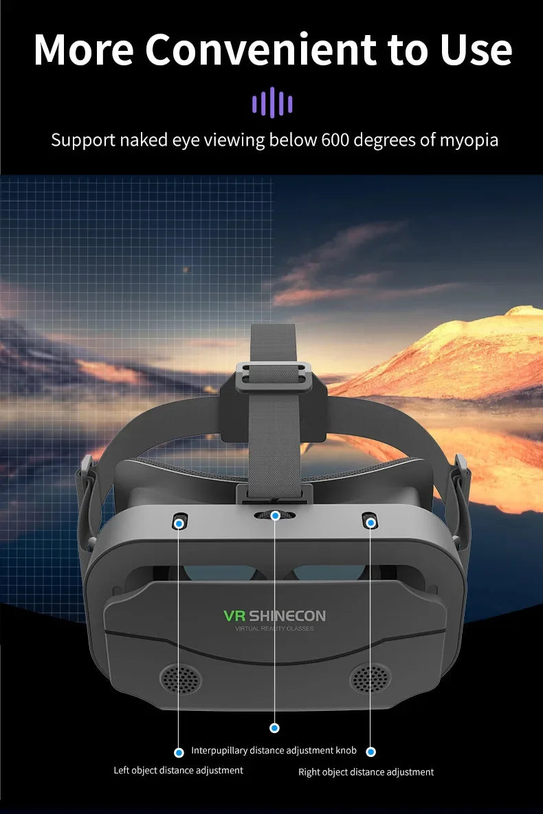 Shinecon Viar-gafas 3D VR, dispositivo de Realidad Virtual, lentes para casco, auriculares, gafas inteligentes para teléfono inteligente, Realidade móvil