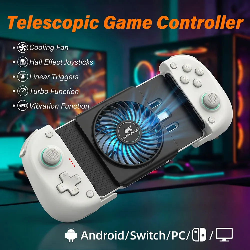 Controlador de Juego Inalámbrico con Ventilador de Refrigeración, Gamepad Extensible para Android, iOS, PC/Switch, Xbox con Joysticks de Efecto Hall