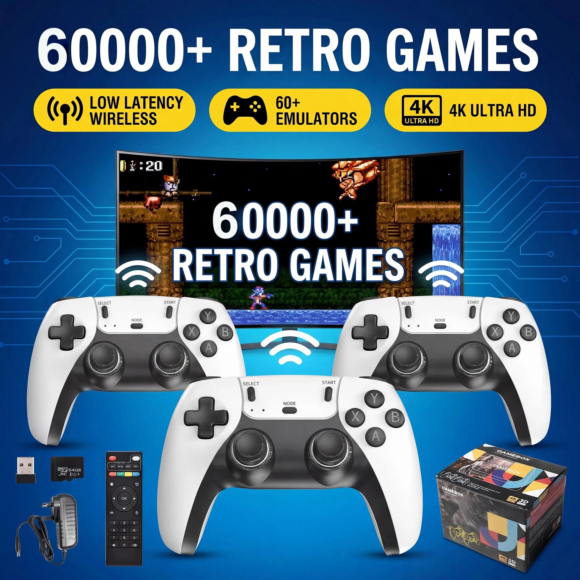 Reproductor multimedia y de juegos portátil G11 PRO 2 en 1 con pantalla 4K HD, chip de rendimiento estable, gran cantidad de juegos clásicos y casuales preinstalados y mandos inalámbricos; ideal para reuniones familiar