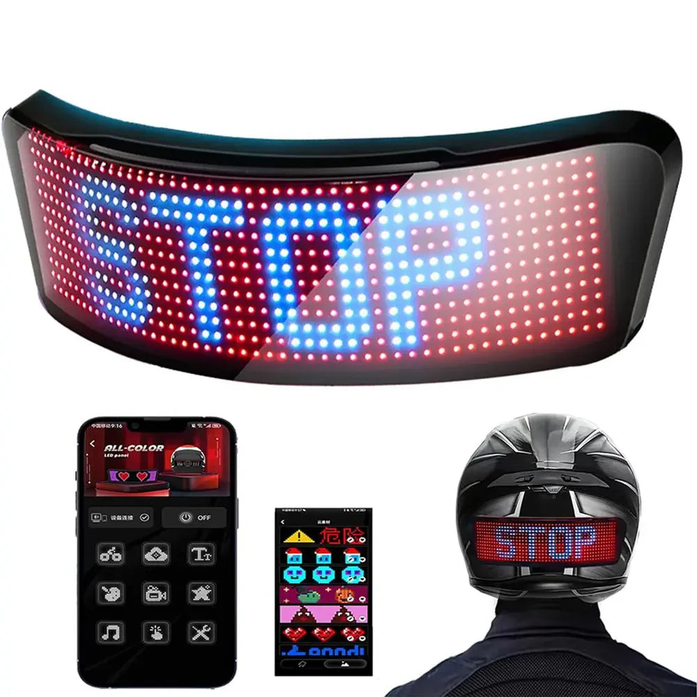 Pantalla Led para casco, luz de advertencia para casco de motocicleta, conducción nocturna, bricolaje, RGB, luz trasera para casco de bicicleta, pantalla LED programable por aplicación