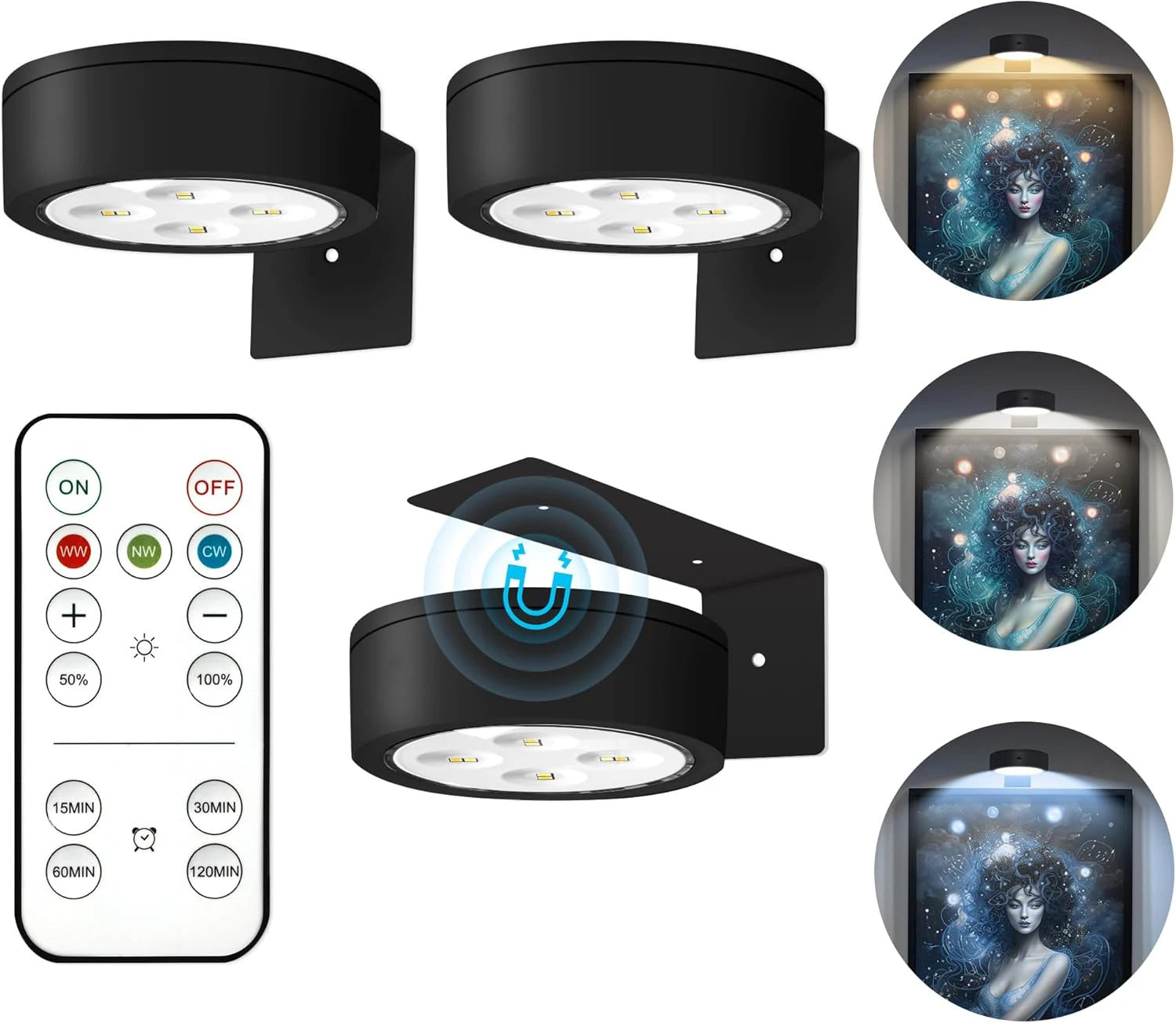 Luz LED para Cuadros con Temporizador y Control Remoto