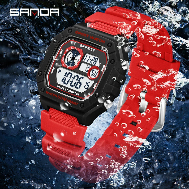 Reloj Digital SANDA 2202 para Hombre, LED Deportivo Impermeable 5 Bar