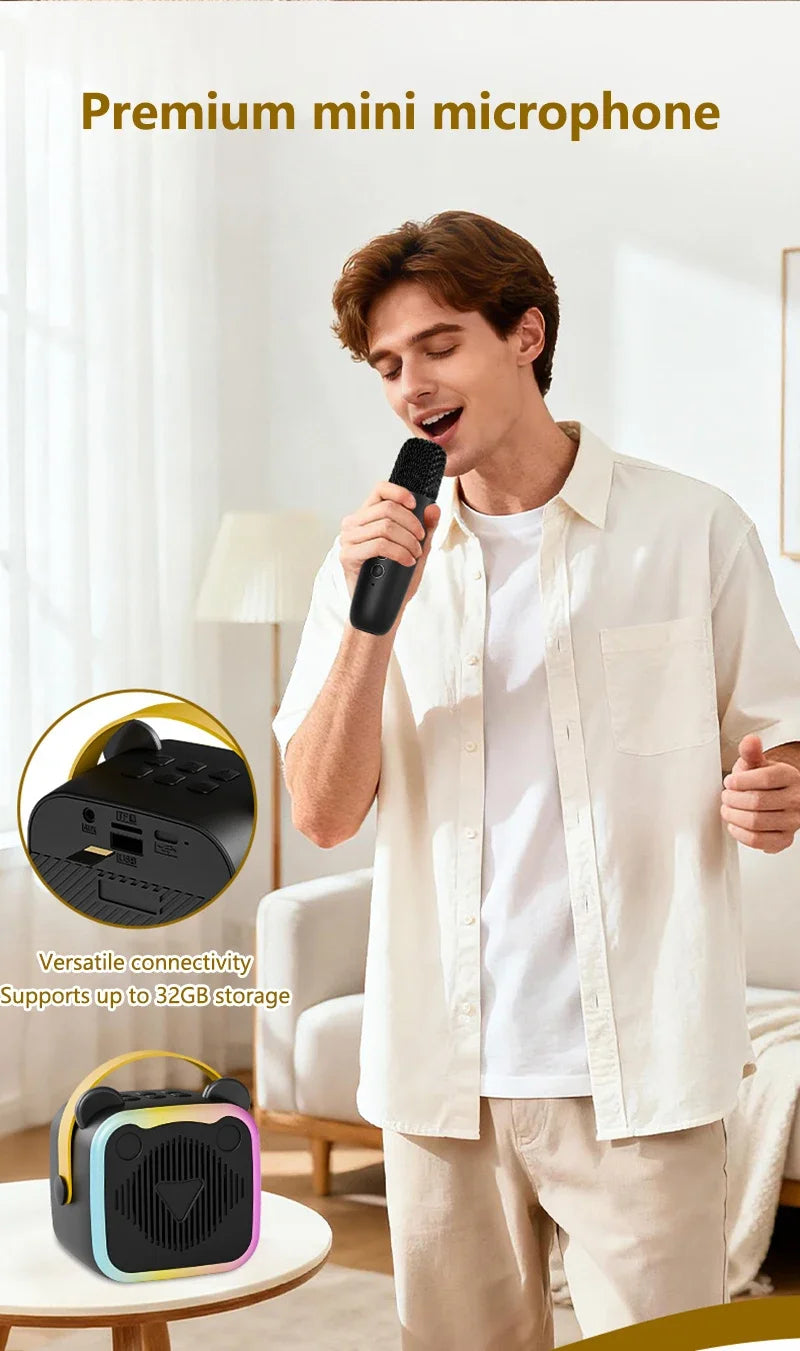 Mini Altavoz Bluetooth Portátil con Micrófono para Karaoke