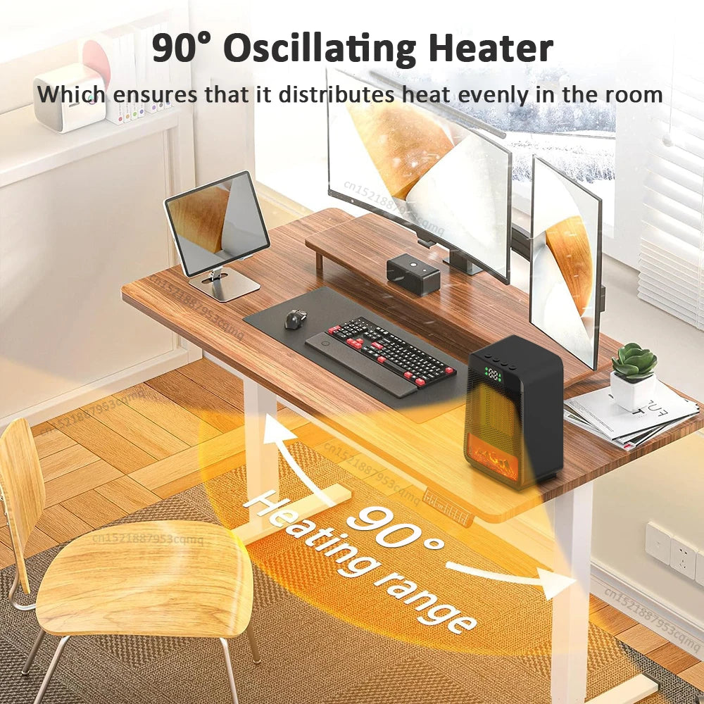 Calentador eléctrico de escritorio con termostato y llama 3D decorativa