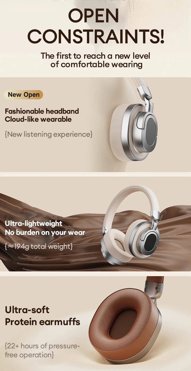 Lenovo LE602 Bluetooth 6,0 auriculares supraaurales sonido estéreo HiFi auriculares de música de moda ENC HD llamada auriculares inalámbricos con cable
