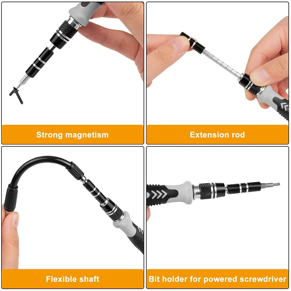 Juego de destornilladores 25/115/135/140 en 1, Kit de puntas de tornillo Phillips Torx magnético con llave removedora eléctrica, herramientas de reparación de teléfono y PC