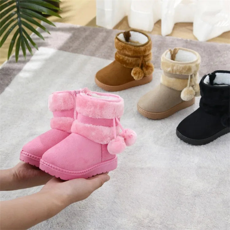 Nuevas botas de nieve para niñas, botas de invierno cómodas y gruesas y cálidas para niños, botas gruesas de otoño para niños, zapatos de princesa