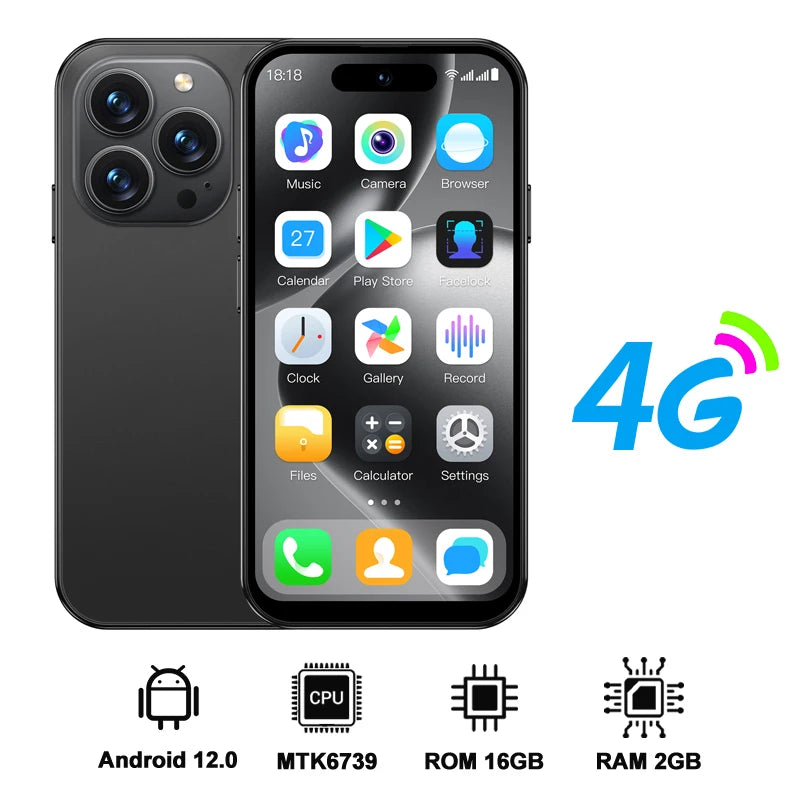 SERVO S16 Mini Android 12,0 teléfono inteligente 4G LTE 16GB/64GB Play Store WhatsAPP WiFi desbloqueo Facial teléfonos móviles de bolsillo pantalla de 4,0"