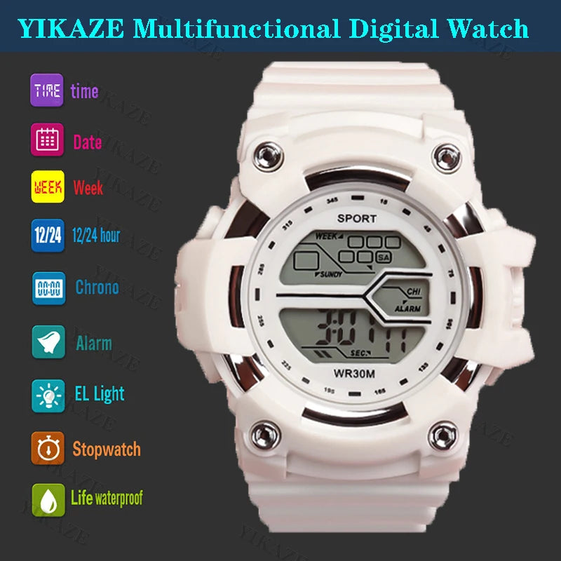 Relojes de moda para niños, reloj de pulsera electrónico multifuncional para niños y niñas, calendario con alarma luminosa resistente al agua para estudiantes