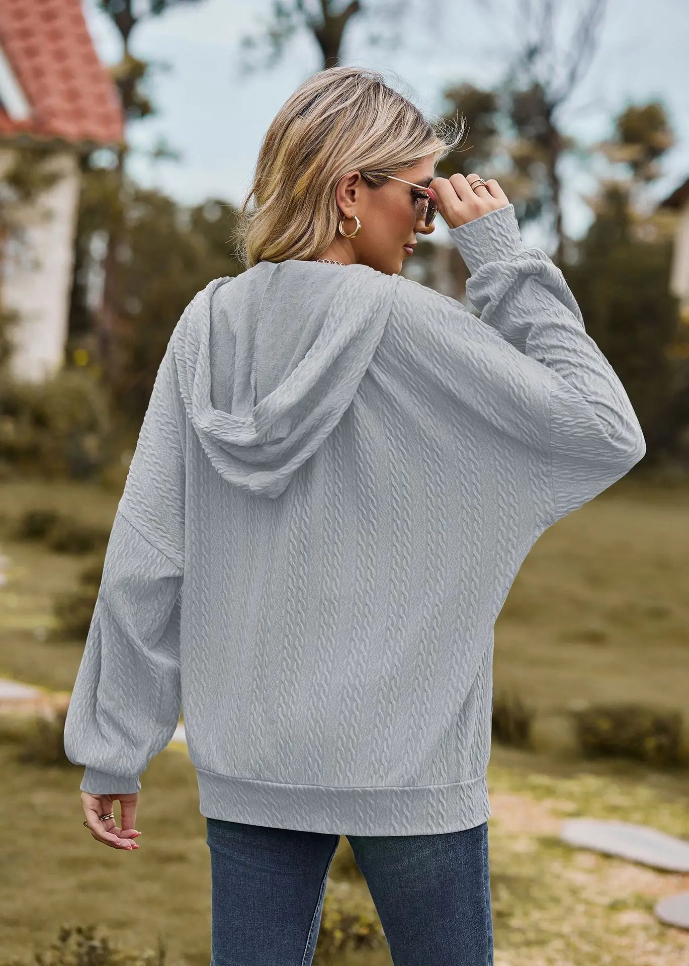 Sudadera con cremallera para mujer, abrigo informal de manga larga, ropa de calle de Color liso, holgado, Harajuku, otoño e invierno, 2024