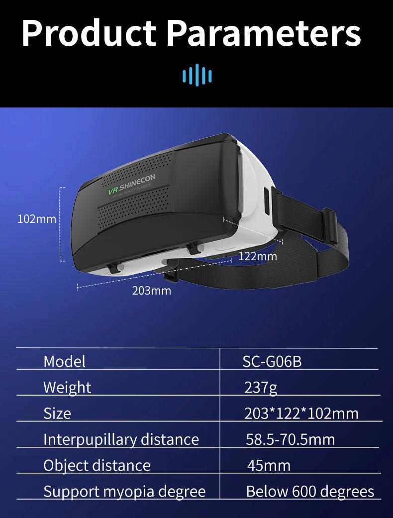 Gafas de Realidad Virtual 3D para Teléfono Móvil, Casco con Lentes para Smartphone, Dispositivo de Realidad Virtual, Visor para Celular