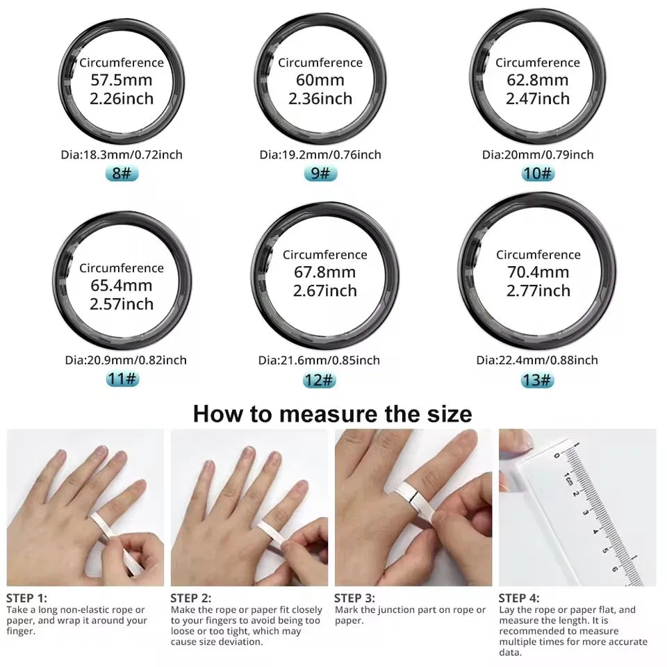 Anillo inteligente presión arterial monitoreo de salud del sueño modo multideporte smartring IP68 impermeable cuidado remoto hombres mujeres