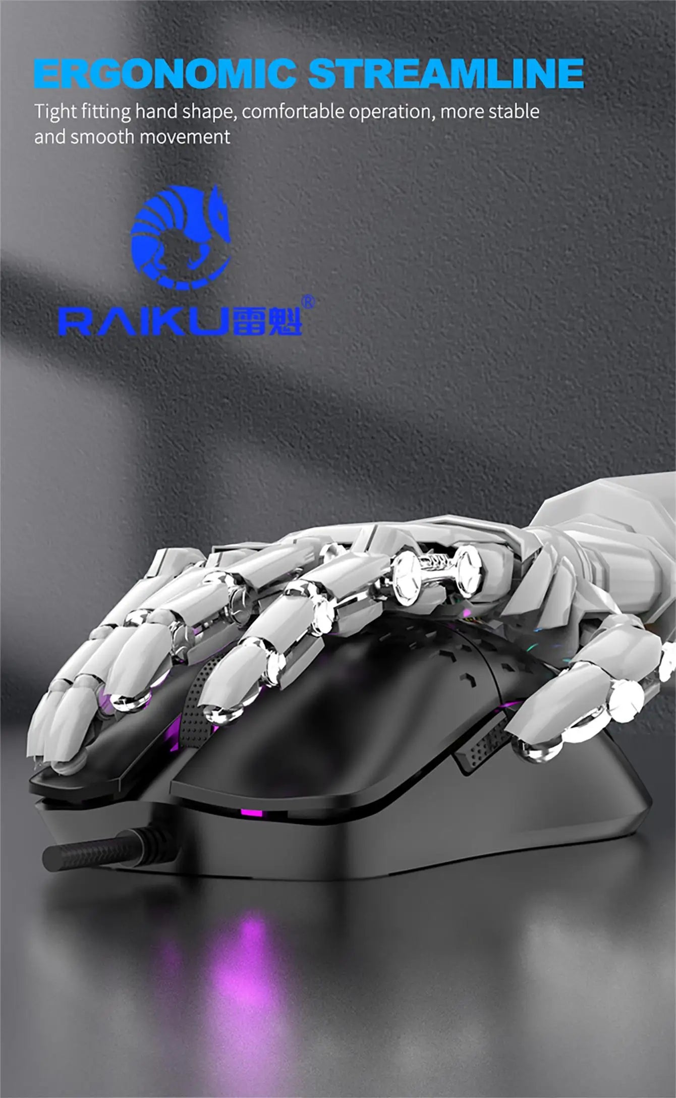 RAIKU G701 Ratón con cable de 6 teclas, iluminación colorida para juegos y oficina, para sistemas Microsoft Windows y Apple IOS