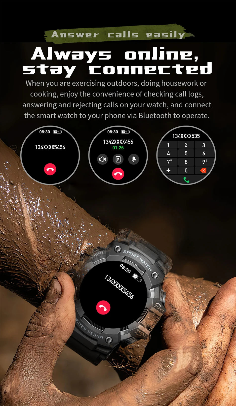 Reloj Inteligente Militar 100+ Deportes IP68