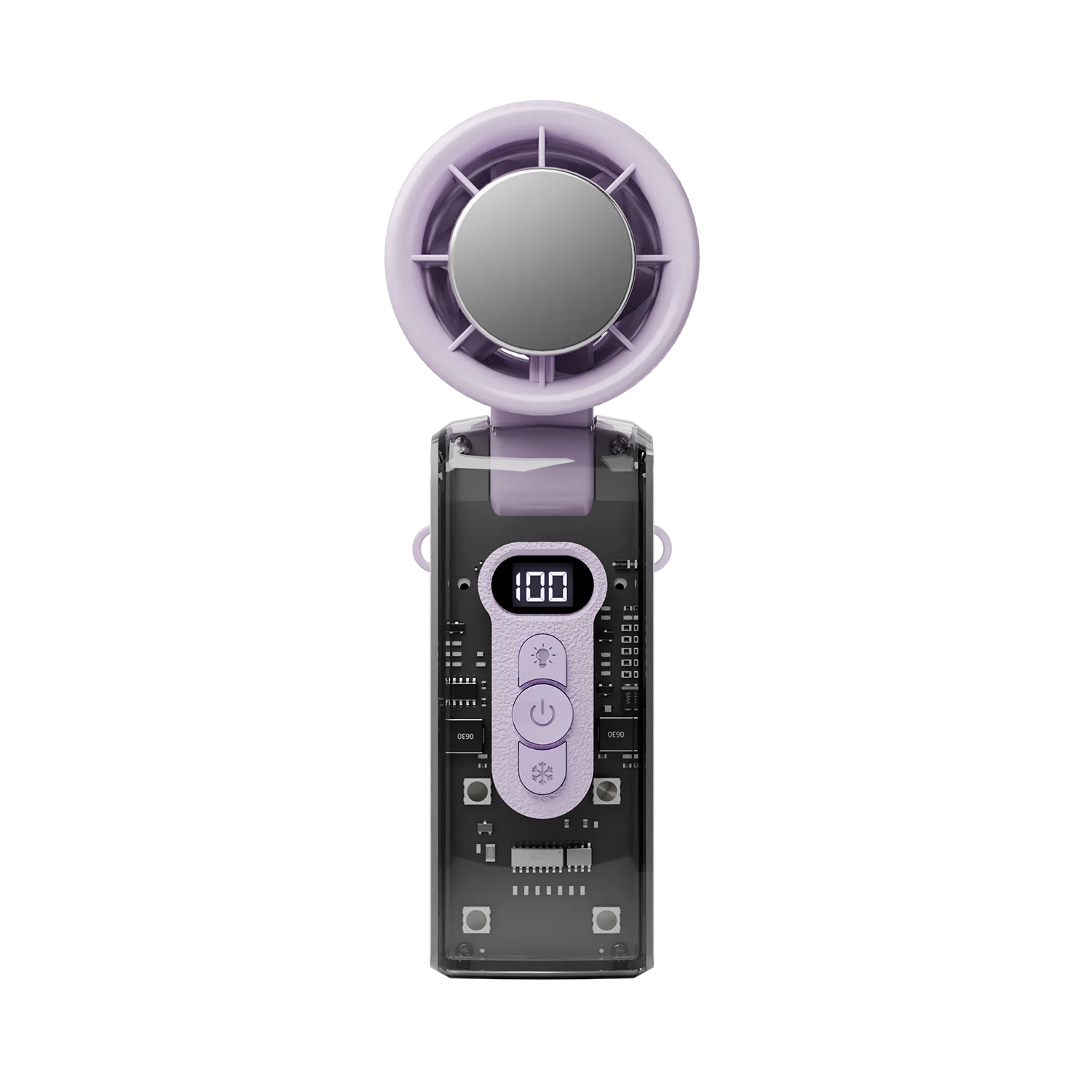 Ventilador de refrigeración plegable de alta velocidad, mini ventilador de carga USB portátil con pantalla digital, ventilador de mano de alta energía eólica
