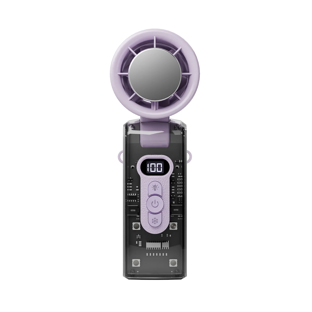 Ventilador de refrigeración plegable de alta velocidad, mini ventilador de carga USB portátil con pantalla digital, ventilador de mano de alta energía eólica