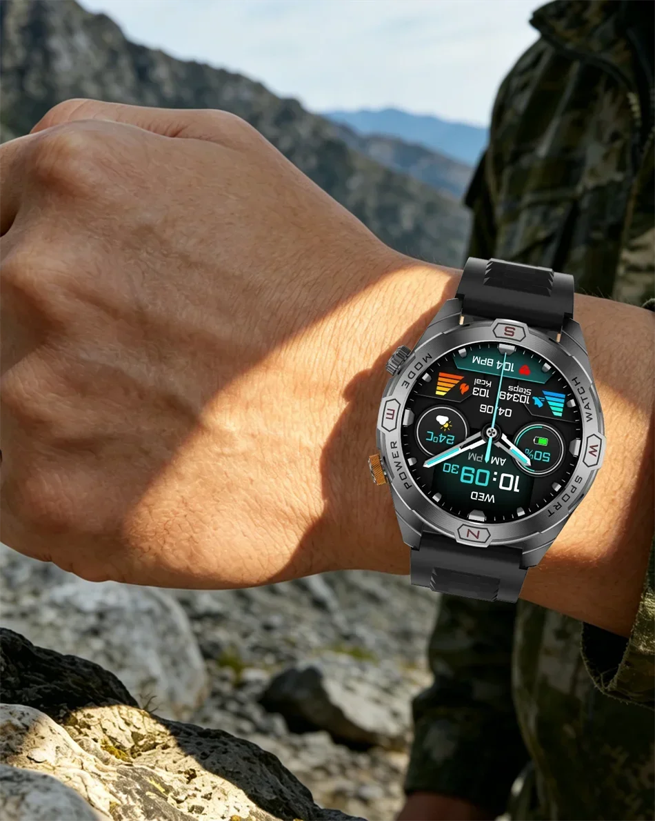 Reloj Inteligente Militar 1200mAh Brújula