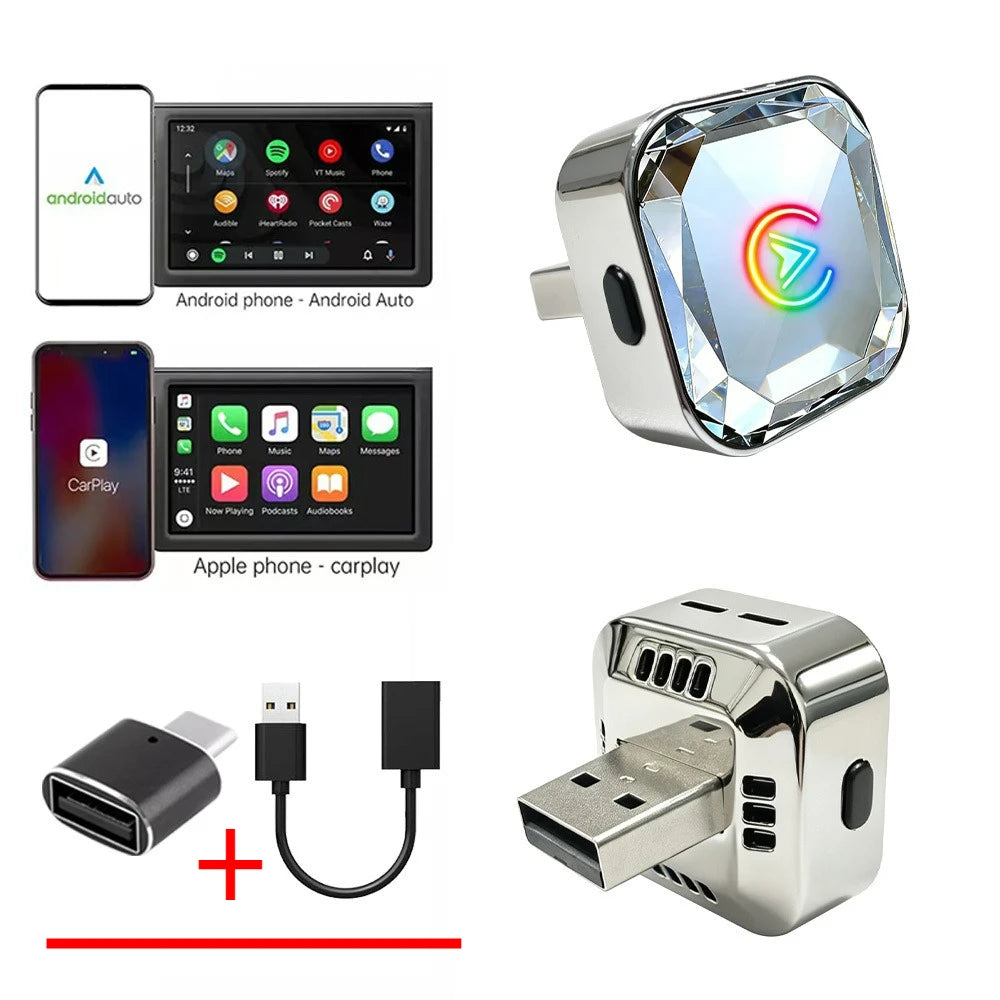 Adaptador inalámbrico 2 en 1 para CarPlay y Android Auto con WiFi y Bluetooth