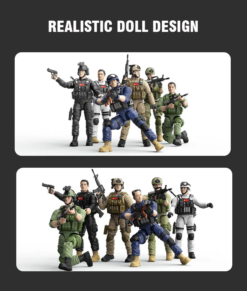 Figura Articulada de Soldado Militar de PVC para Niños