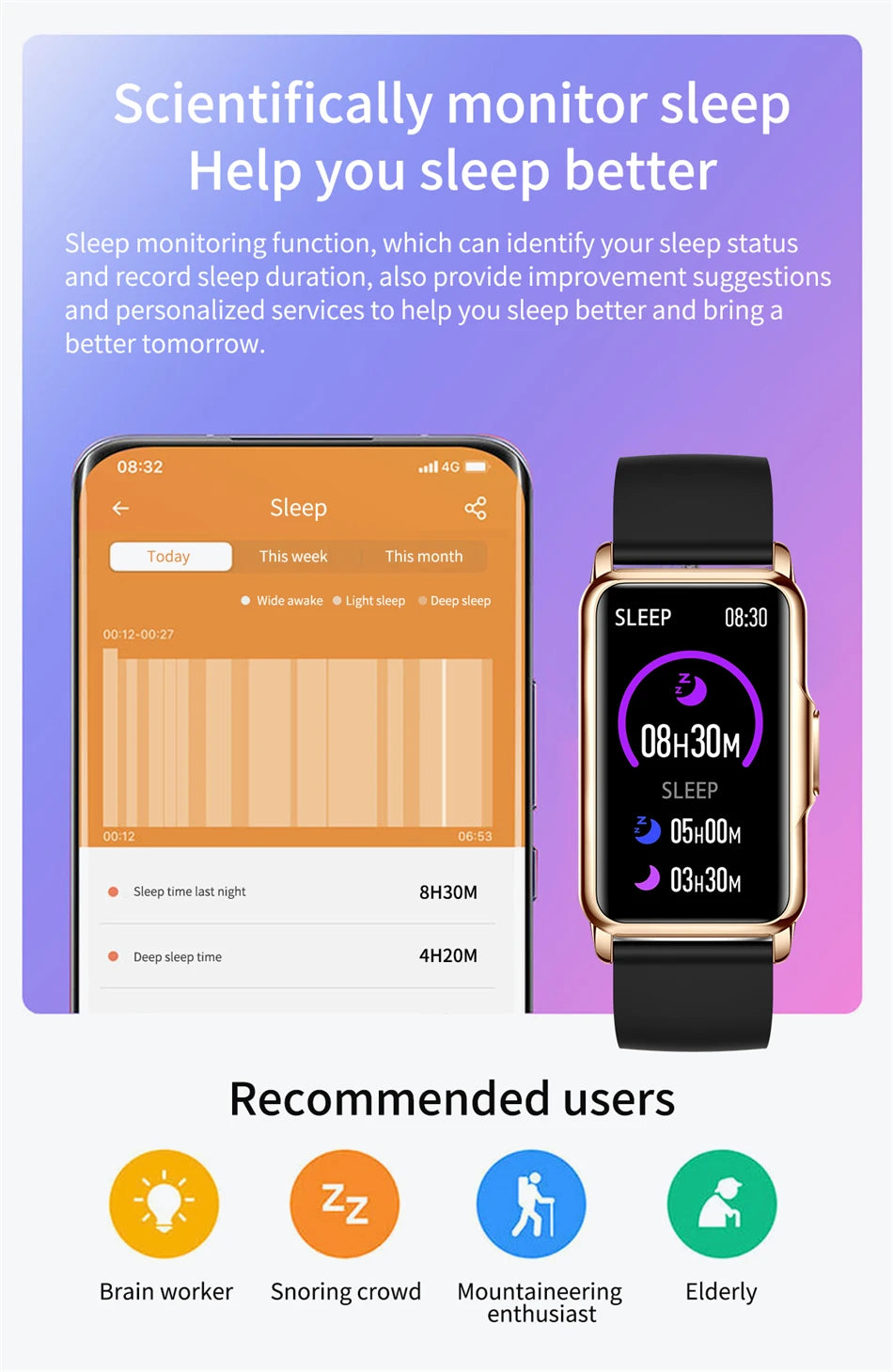 Smartwatch LIGE pantalla táctil 1,47" con monitor de salud y deportes