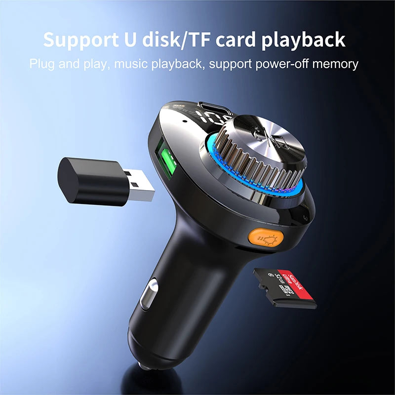 Transmisor FM Bluetooth 5.0 para Auto DYBO, Carga Rápida QC3.0 PD20W