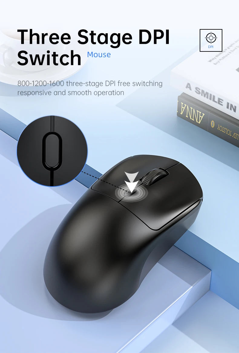 Ratón inalámbrico de 2,4G, USB, Bluetooth, ligero, 1600 DPI, ergonómico, silencioso, para juegos, Macbook, escritorio, portátil, iPad