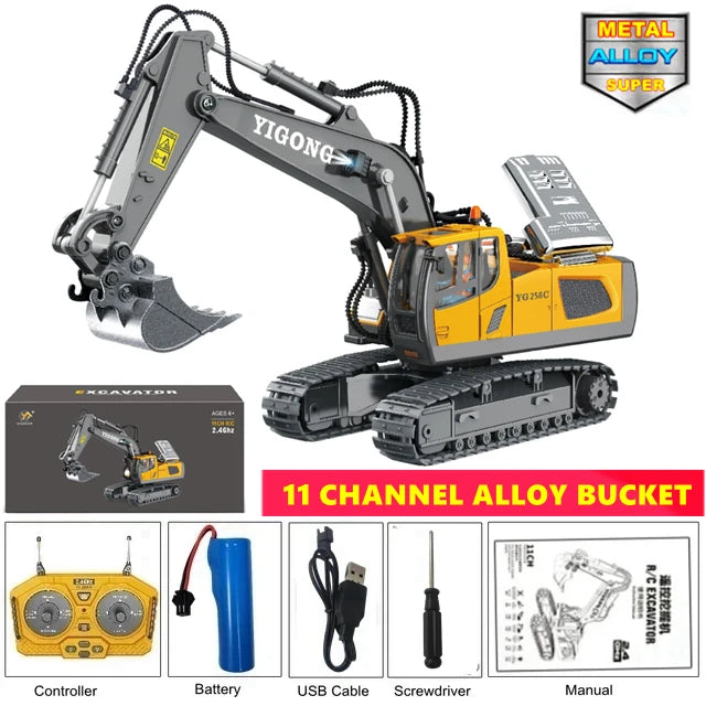 Excavadora, Volquete y Bulldozer RC 4WD con Control Remoto, Vehículos de Construcción