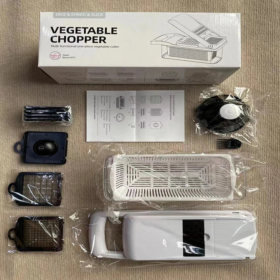 Picadora de verduras multifuncional, cortador de cebolla, ralladores de alimentos, rebanador, Dicer, desmontable, accesorios de cocina, paquete de 15