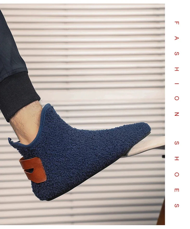 YRZL, zapatos de algodón de invierno para hombre, zapatillas ligeras sin cordones de alta calidad, mocasines de algodón de felpa para interiores, zapatos cálidos de invierno para hombre