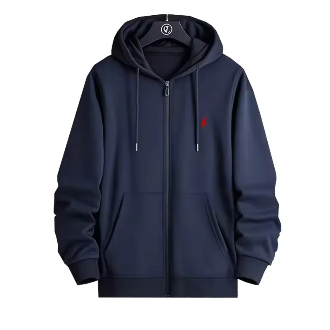 Hoodie con Cremallera y Bordado – Unisex, Estilo Deportivo