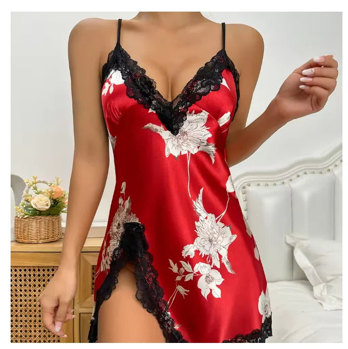 Nuevo vestido de dormir de seda de hielo, Falda corta fina transpirable de verano para mujer, ropa para el hogar, vestido de seda sintética, pijama sexy