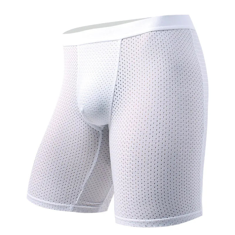 Bóxer de malla para hombre, ropa interior Sexy, Calzoncillos largos, 3 piezas