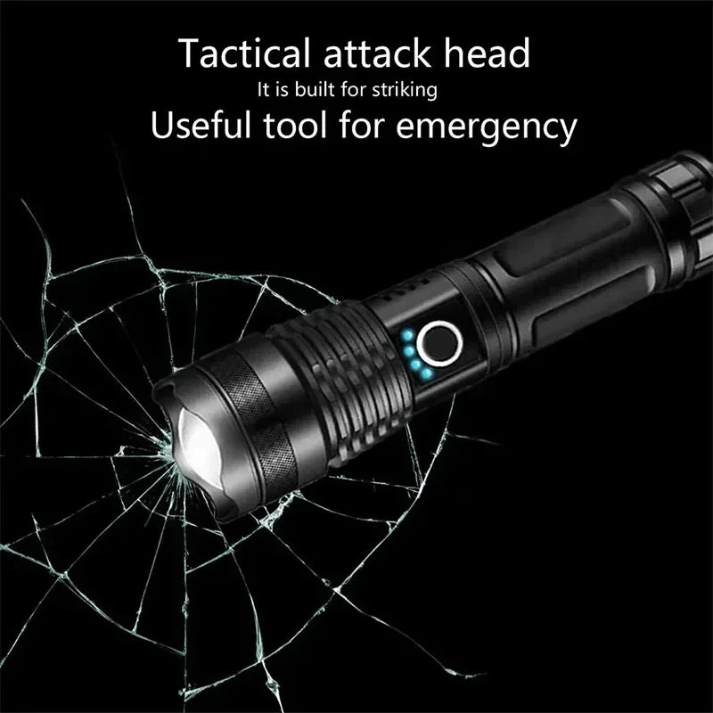 Linternas recargables, linterna táctica LED de alta potencia, linterna de caza portátil superbrillante para senderismo de emergencia