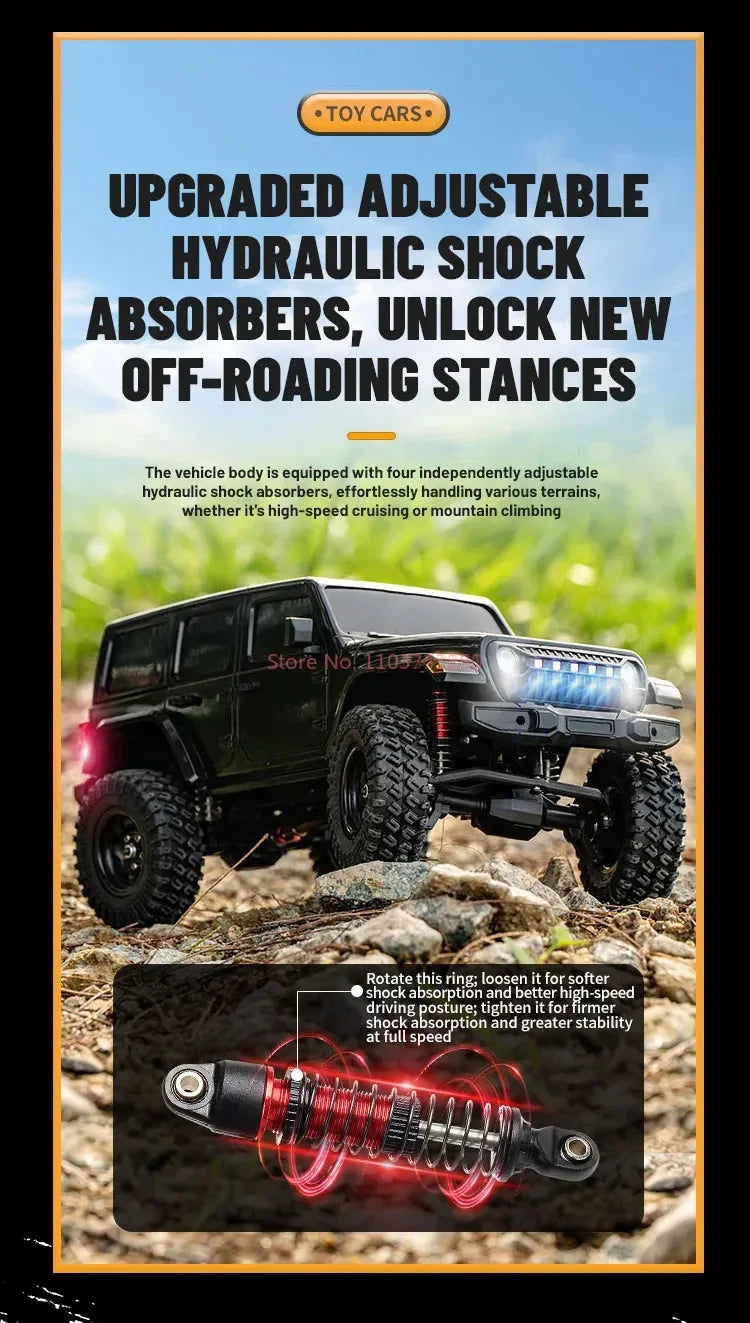 JJRC C8801 PRO 1/18 Coche Todoterreno con Suspensión 4WD Totalmente Proporcional, Coche RC Eléctrico, Modelo de Juguete para Niños, Regalo