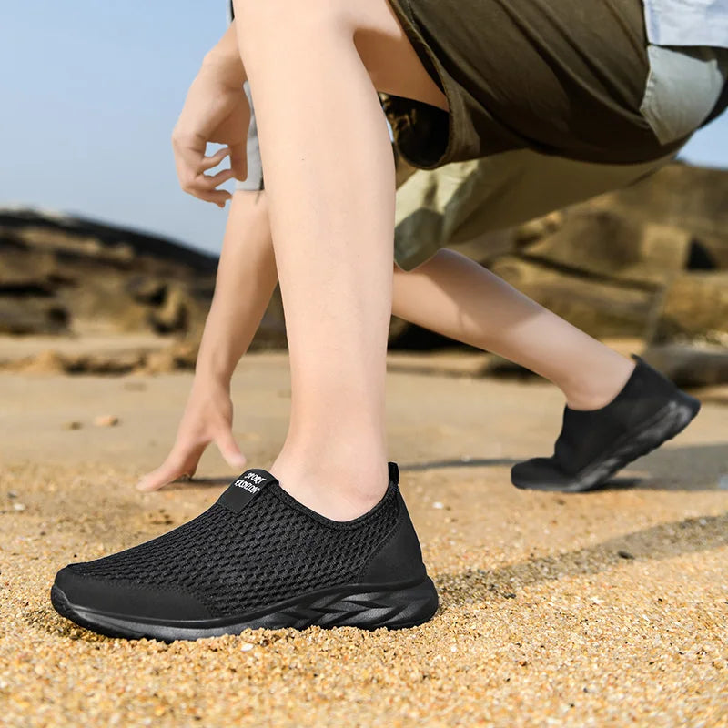YRZL, zapatillas de deporte para hombre, zapatos informales de malla transpirable para hombre, mocasines antideslizantes para exteriores de talla grande, zapatos de tenis ligeros para caminar para hombre
