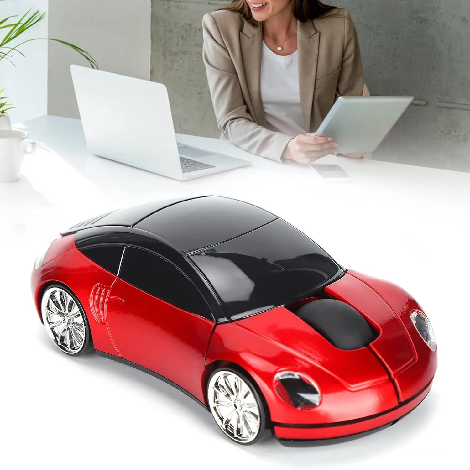Ratón inalámbrico de 2,4G para coche, periférico óptico ergonómico con receptor USB para PC y oficina
