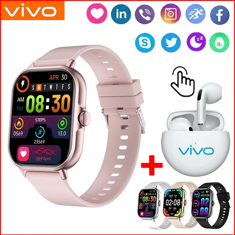 VIVO reloj inteligente Android IOS regalo Bluetooth llamada Smartwatch 2025 pantalla táctil música Fitness Tracker relojes deportivos + auricular nuevo