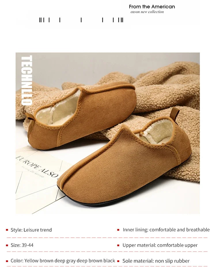 YRZL zapatos de algodón de invierno para hombre, zapatillas ligeras sin cordones cálidas, mocasines de algodón de felpa para dormitorio y hogar, zapatos cálidos de invierno Unisex