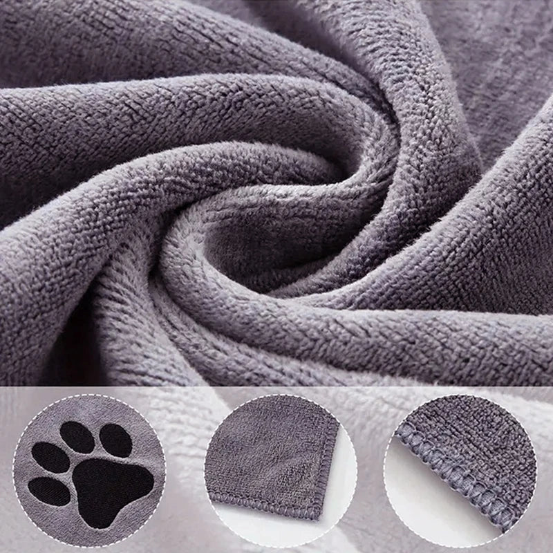 Toalla de baño de microfibra de 35x75cm/50x100cm, Toalla de baño gruesa y rápida para mascotas, suministros de aseo para perros absorbentes súper suaves bordados