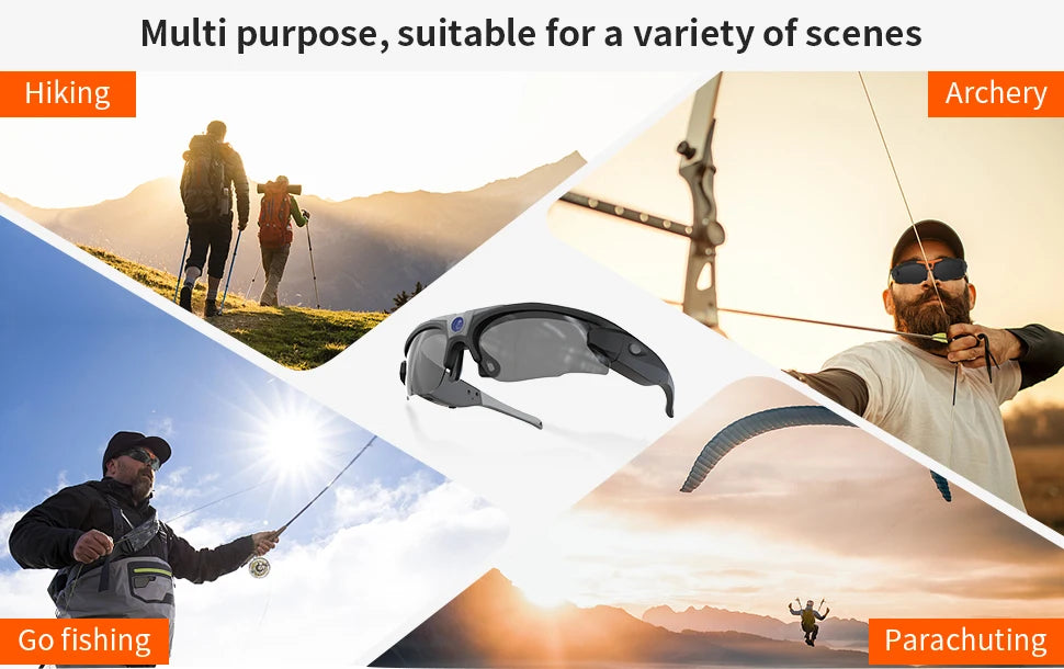 Gafas de sol con cámara WiFi HD 1080P para deportes y actividades al aire libre