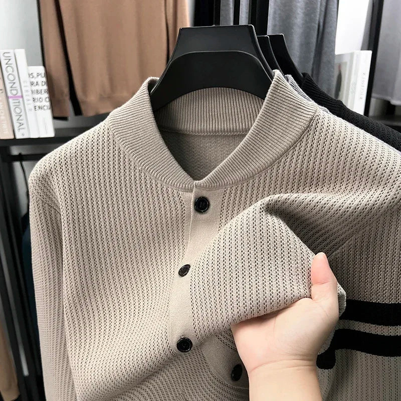 Cárdigan para Hombre con Bloques de Color y Botonadura