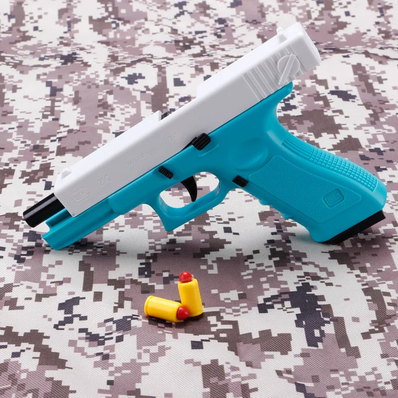 Pistola de juguete, pistola de mano, carcasa de bala suave, expulsión de dardos de espuma, tiro para adultos, niños y niñas, juegos de tiro al aire libre
