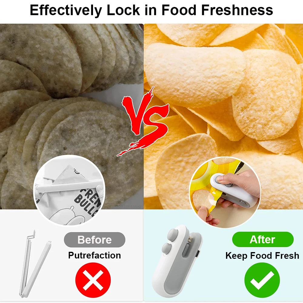 Mini selladora de bolsas recargable para conservar alimentos frescos